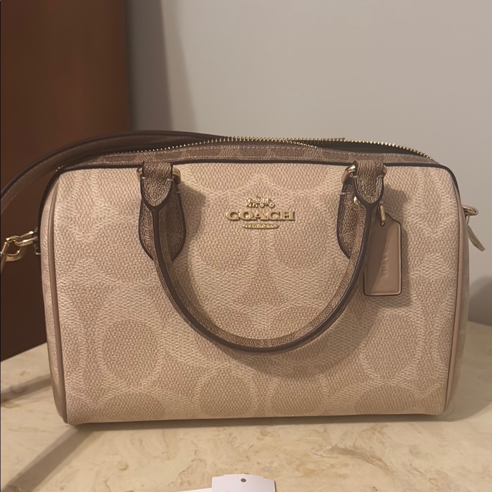 Coach Cream Rowen Satchel with Gold Hardware